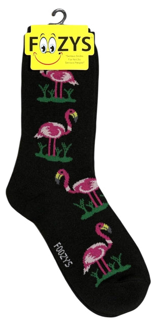 PINK FLAMINGO Ladies Socks PINK FLAMINGOS ALL OVER FOOZYS Brand - Novelty Socks And Slippers