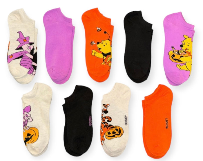 DISNEY WINNIE THE POOH Ladies 9 Pair Of HALLOWEEN Low Show Socks PIGLET, TIGGER