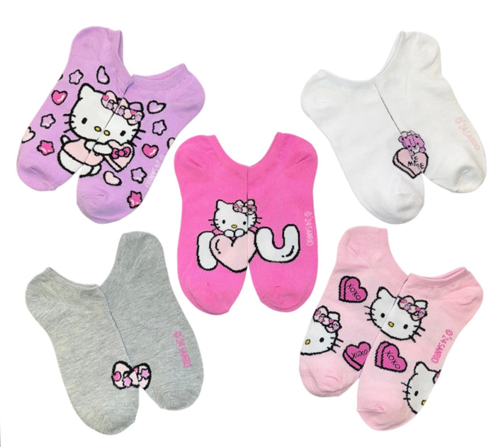 SANRIO HELLO KITTY Ladies VALENTINES DAY 5 Pair Of No Show Socks XOXO