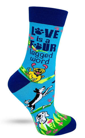 FABDAZ Brand Ladies LOVE IS A FOUR LEGGED WORD Socks (CHOOSE COLOR)