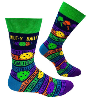 FABDAZ Brand Men’s PICKLEBALL Socks ‘HOLE-Y BALLS’ - Novelty Socks And Slippers