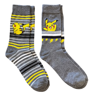 Pokemon Men’s 2 Pair Of PIKACHU Socks With Lightning Bolts - Novelty Socks And Slippers