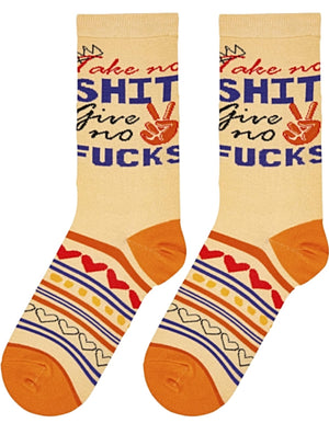 COOL SOCKS Brand Ladies Socks ‘TAKE NO SHIT GIVE NO FUCKS’ - Novelty Socks for Less