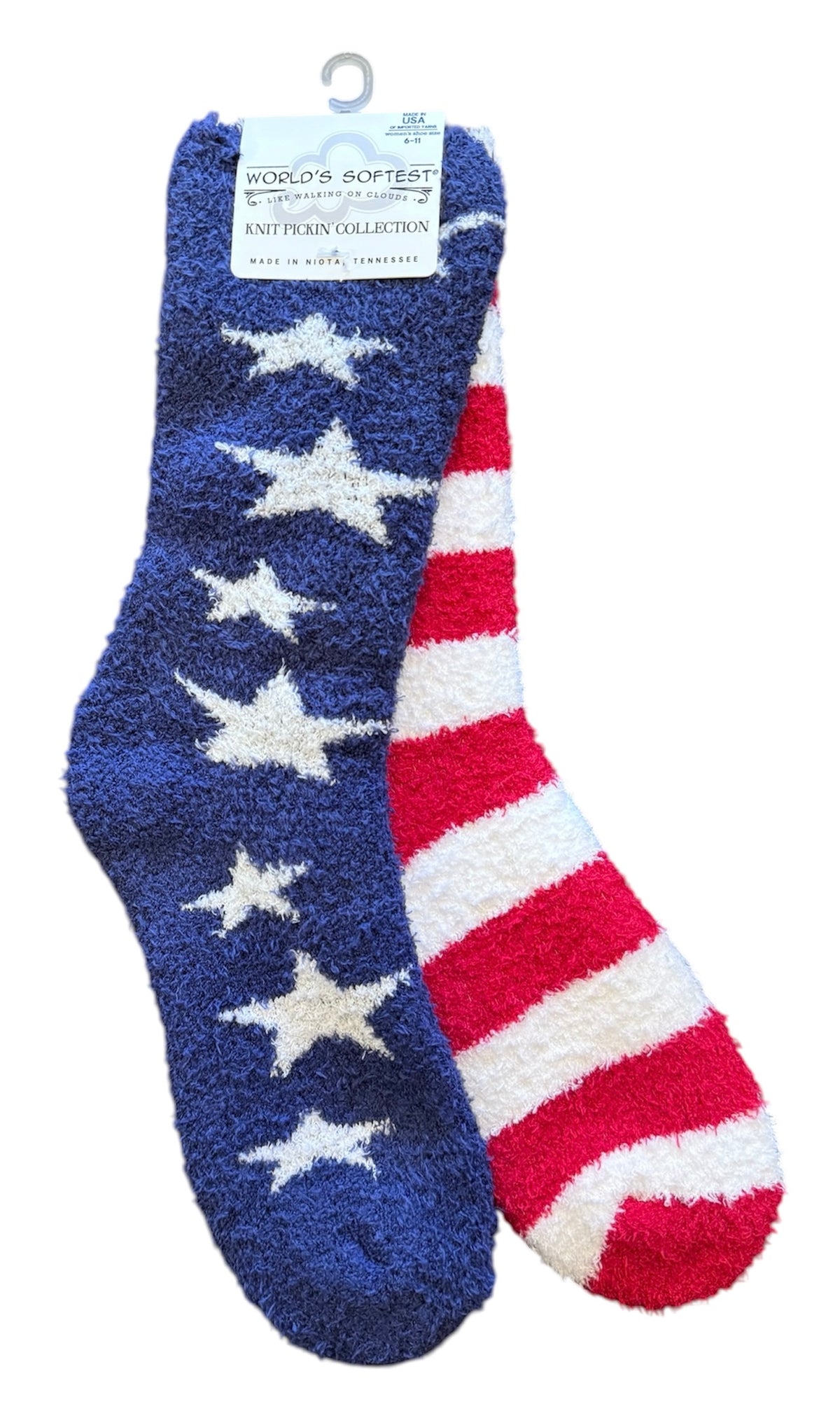 STARS & STRIPES Ladies Soft Cozy PATRIOTIC Socks WORLD’S SOFTEST SOCKS Made In The USA! - Novelty Socks And Slippers