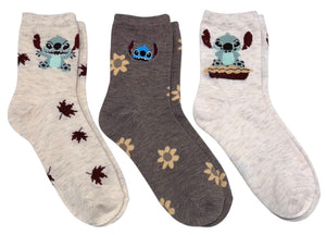 DISNEY STITCH Ladies 3 Pair Of THANKSGIVING Socks Stitch With Pie - Novelty Socks And Slippers