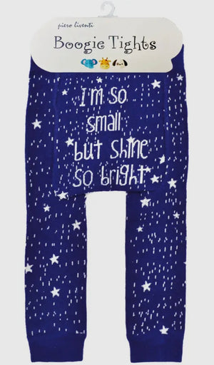 BOOGIE TIGHTS Unisex Baby ‘I’M SO SMALL BUT SHINE SO BRIGHT’ By PIERO LIVENTI (CHOOSE SIZE) - Novelty Socks And Slippers