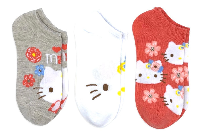 HELLO KITTY Ladies MOTHER’S DAY 3 Pair Of No Show Socks ‘Love Is Mom’ With HEART & FLOWERS