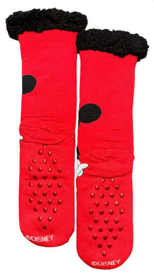 DISNEY MINNIE MOUSE LADIES Sherpa Lined Gripper Bottom Slipper Socks