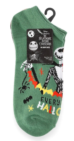 DISNEY THE NIGHTMARE BEFORE CHRISTMAS Ladies 3 Pair Of Halloween No Show Socks