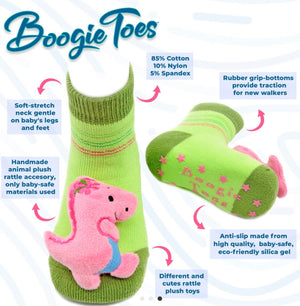 BOOGIE TOES Brand Unisex Baby CHRISTMAS ELF Rattle Gripper Bottom Socks By PIERO LIVENTI - Novelty Socks for Less
