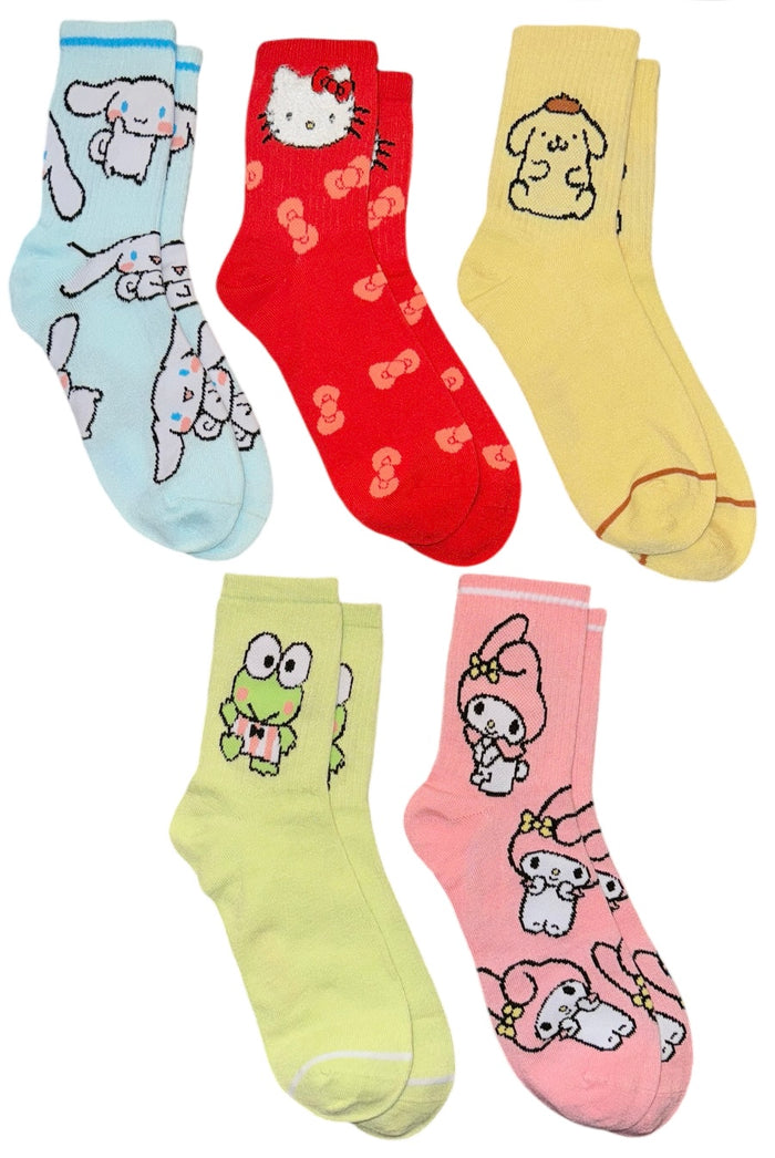 SANRIO HELLO KITTY Ladies 5 Pair Of Socks POMPOMPURIN, KEROPPI, CINNAMOROLL