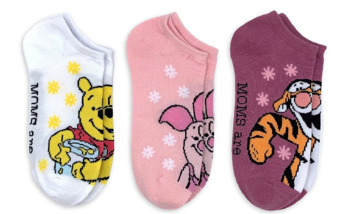DISNEY WINNIE THE POOH Ladies 3 Pair Of MOTHERS DAY No Show Socks ‘MOMS ARE SWEET AS HUNNY’