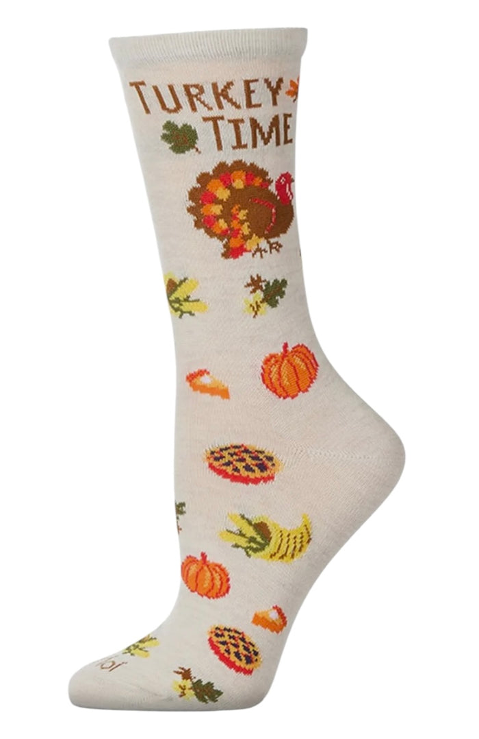 TURKEY TIME Ladies Thanksgiving Socks MeMoi Brand