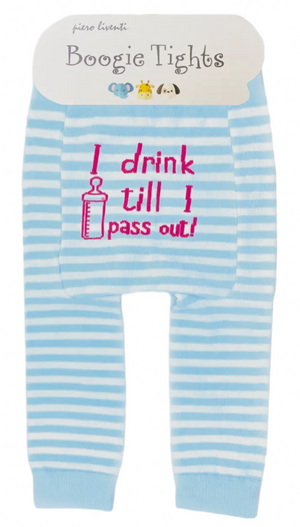 BOOGIE TIGHTS Unisex Baby ‘I DRINK TILL I PASS OUT’ By Piero Liventi Size 12-24 Months - Novelty Socks And Slippers