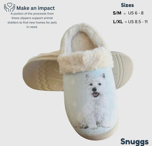 SNUGGS Memory Foam WESTIE Dog Non Slip Slippers By E&S Pets (Choose Size)