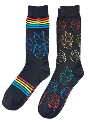 RICK & MORTY Men’s 2 Pair Of RAINBOW PRIDE Socks Adult Swim - Novelty Socks And Slippers