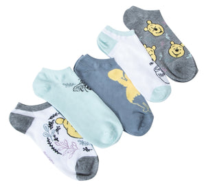 DISNEY WINNIE THE POOH Ladies 5 Pair Of No Show Socks Hunny Pot - Novelty Socks And Slippers