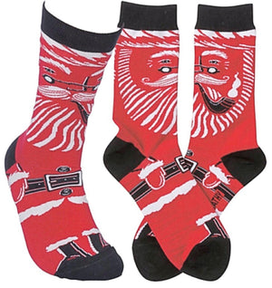 PRIMITIVES BY KATHY Unisex CHRISTMAS Socks ‘UGLY SANTA SOCKS’ - Novelty Socks for Less