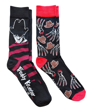 A NIGHTMARE ON ELM STREET Men’s 2 Pair Of FREDDY KRUEGER Socks With BLOODY GLOVE - Novelty Socks And Slippers