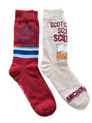 ANCHORMAN Movie Men’s 2 Pair Of Socks ‘SCOTCH SCOTCH SCOTCH’ - Novelty Socks And Slippers
