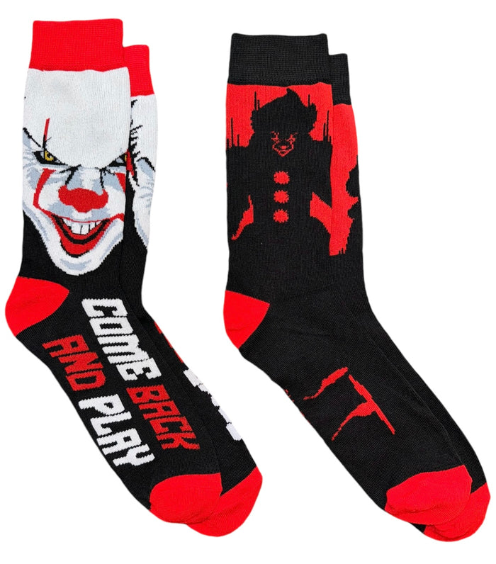 IT CHAPTER TWO Men’s 2 Pair Of PENNYWISE Socks ‘COME BACK AND PLAY’