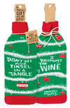PRIMITIVES BY KATHY CHRISTMAS ALCOHOL WINE BOTTLE SOCK ‘DON’T GET YOUR TINSEL IN A TANGLE’ - Novelty Socks for Less
