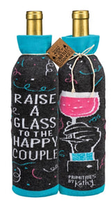 PRIMITIVES BY KATHY ALCOHOL WINE BOTTLE SOCK ‘RAISE A GLASS TO THE HAPPY COUPLE’ - Novelty Socks for Less