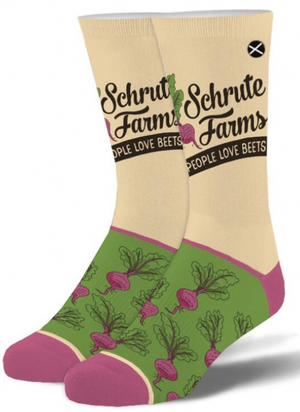 THE OFFICE TV SHOW Men’s SCHRUTE FARMS Socks ODD SOX Brand ‘PEOPLE LOVE BEETS’ - Novelty Socks And Slippers