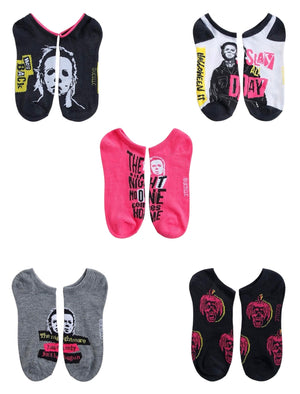 HALLOWEEN II Ladies 5 Pair Of MICHAEL MYERS No Show Socks ‘THE NIGHT NO ONE COMES HOME’ - Novelty Socks And Slippers