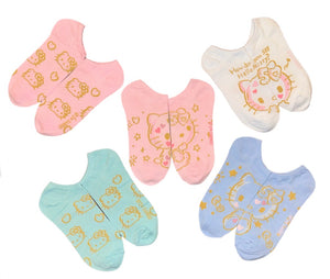 SANRIO HELLO KITTY Ladies 50th ANNIVERSARY 5 Pair of No Show Socks LIMITED EDITION - Novelty Socks And Slippers