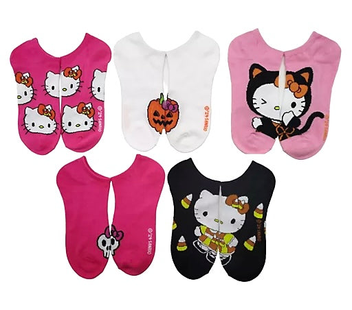 Sanrio HELLO KITTY Ladies HALLOWEEN 5 Pair Of No Show Socks HELLO KITTY IN CAT COSTUME