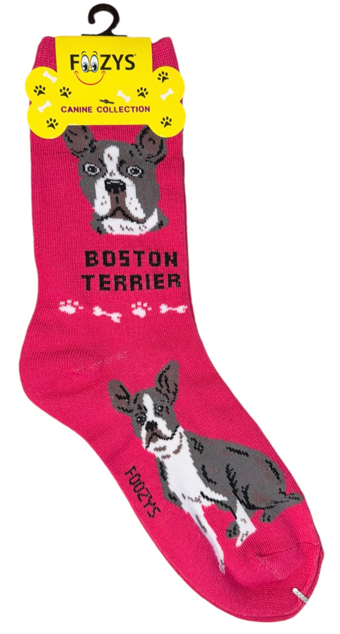 FOOZYS Brand Ladies BOSTON TERRIER Dog Socks