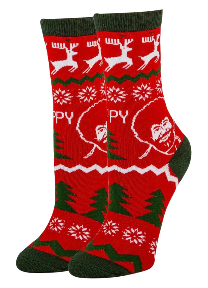 BOB ROSS Ladies CHRISTMAS ‘MERRY MERRY BOB’ Socks OOOH YEAH Brand