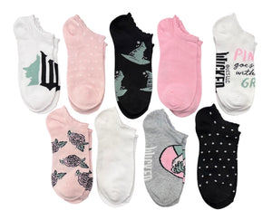 WICKED The Movie Ladies 9 Pair Of Low Show Socks ‘PINK GOES GOOD WITH GREEN’ - Novelty Socks And Slippers
