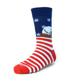PATRIOTIC AMERICAN FLAG Men’s Socks With Marijuana Stars Parquet Brand - Novelty Socks And Slippers