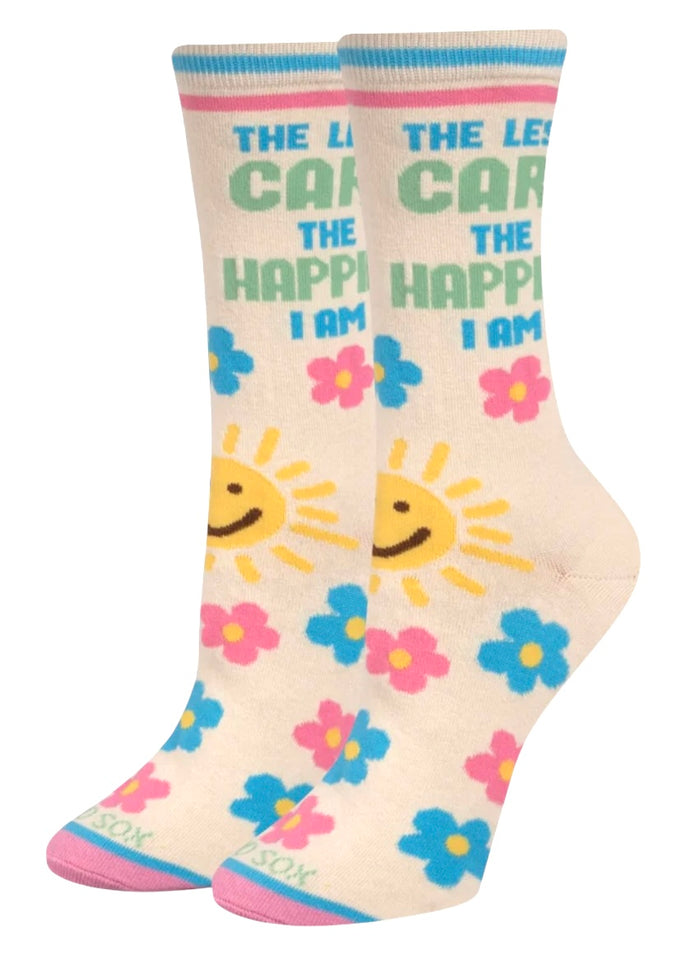 COOL SOCKS Brand Unisex THE LESS I CARE THE HAPPIER I AM Socks