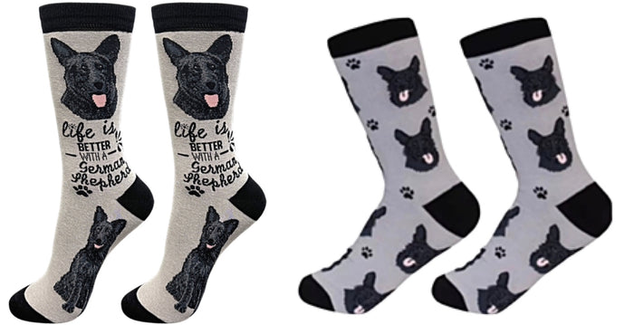 BLACK GERMAN SHEPHERD Dog Unisex Socks By E&S Pets CHOOSE SOCK DADDY, LIFE IS BETTER