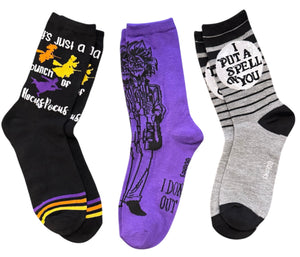 HOCUS POCUS Movie Ladies 3 Pair Of Socks ‘I PUT A SPELL ON YOU’ - Novelty Socks And Slippers