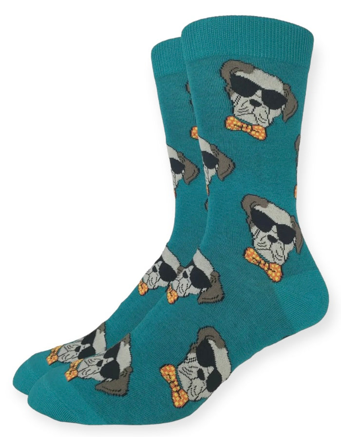 GOOD LUCK SOCK Brand Men’s DAPPER DOG Socks DOGS WEARING SUNGLASSES