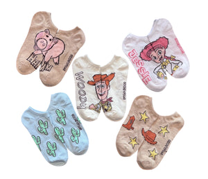 TOY STORY Ladies 5 Pair Of No Show Socks JESSIE, WOODY & HAMM THE PIG - Novelty Socks And Slippers