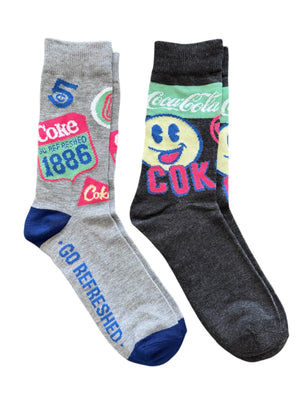 COCA-COLA Soda Men’s 2 Pair Of Socks ‘1886’ ‘Go Refreshed’ - Novelty Socks And Slippers