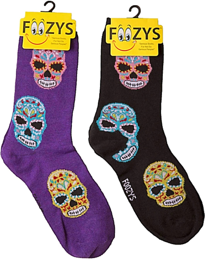 FOOZYS Brand Ladies DAY OF THE DEAD 2 Pair Of Socks SUGAR SKULLS