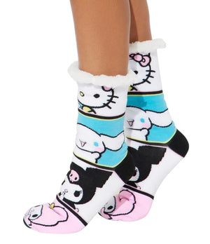 SANRIO HELLO KITTY Ladies Sherpa Lined Gripper Bottom Slipper Socks
