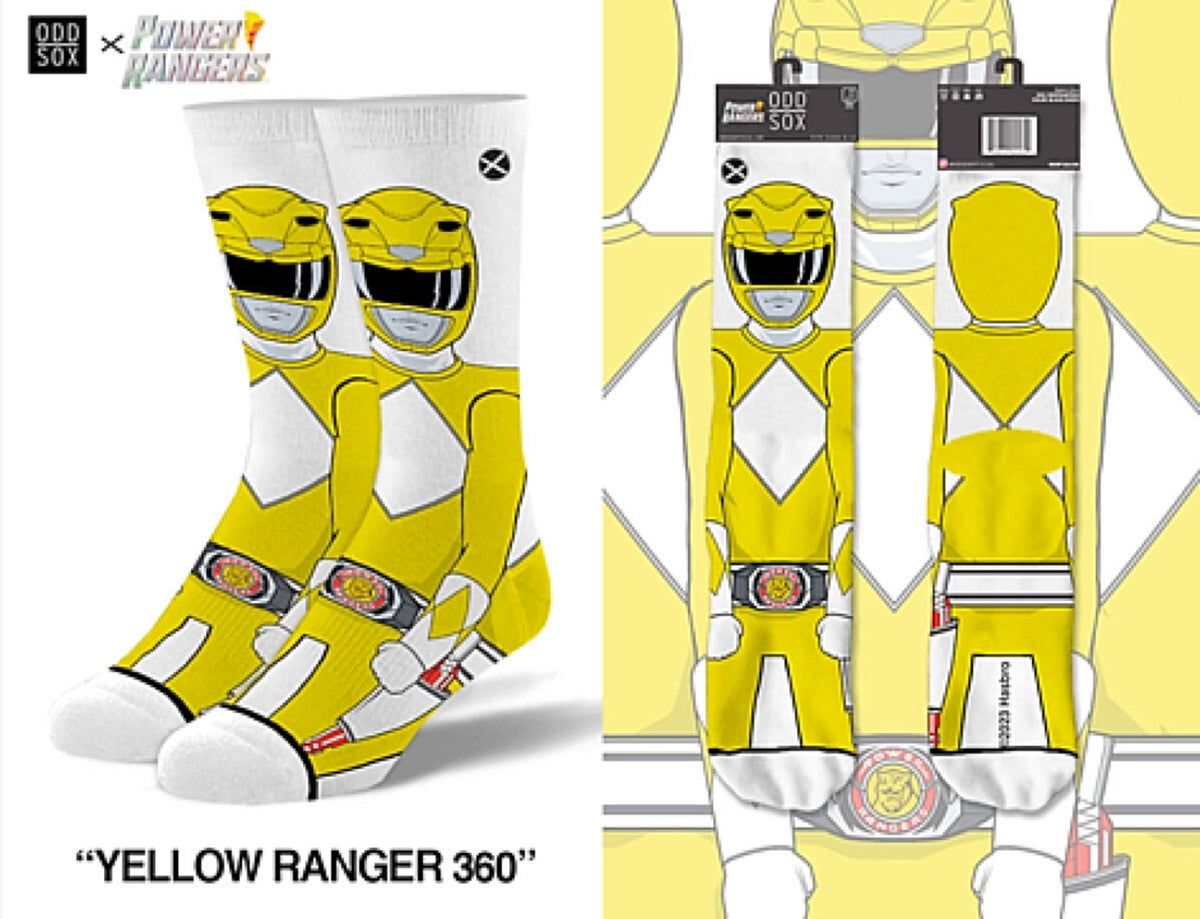 POWER RANGERS Men’s YELLOW RANGER 360 Socks ODD SOX Brand