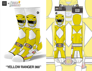POWER RANGERS Men’s YELLOW RANGER 360 Socks ODD SOX Brand - Novelty Socks for Less