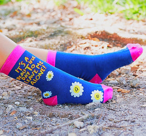 ONE HIT WONDERS Brand Kids ‘IT’S A BEAUTIFUL DAY TO LEAVE ME ALONE’ Socks By PIERO LIVENTI - Novelty Socks for Less