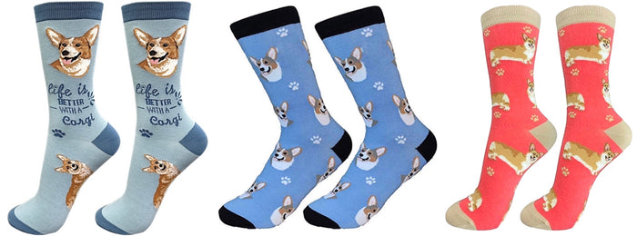 WELSH CORGI Dog Unisex Socks By E&S Pets CHOOSE SOCK DADDY, HAPPY TAILS, LIFE IS BETTER