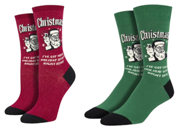 SOCKSMITH Brand CHRISTMAS SPIRIT Socks (CHOOSE MEN Or WOMEN) ‘I’VE GOT YOUR HOLIDAY SPIRIT RIGHT HERE’