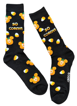 DISNEY’S MICKEY MOUSE Mens HALLOWEEN Socks Says ‘SO CORNY’