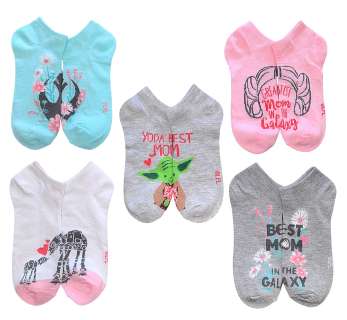 STAR WARS THE MANDALORIAN Ladies 5 Pair Of MOTHER’S DAY No Show Socks ‘YODA BEST MOM’